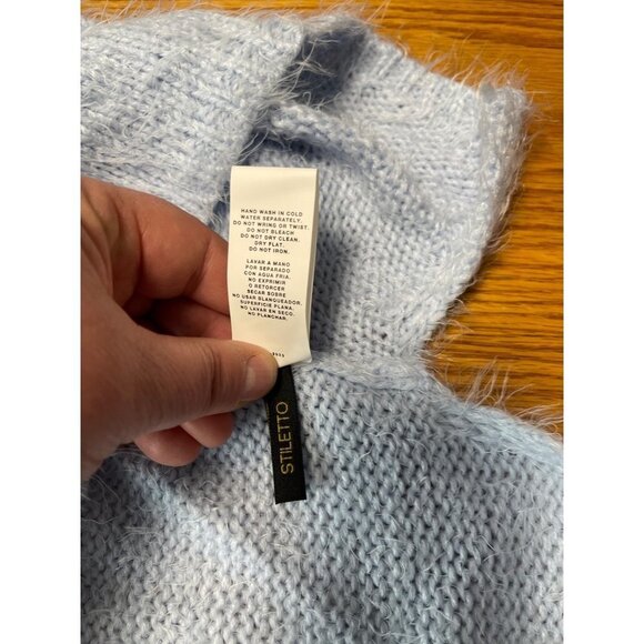 I Jean by Buffalo Eyelash Oversized Blue and Metallic Long Sleeve Sweater Size X - Picture 10 of 11